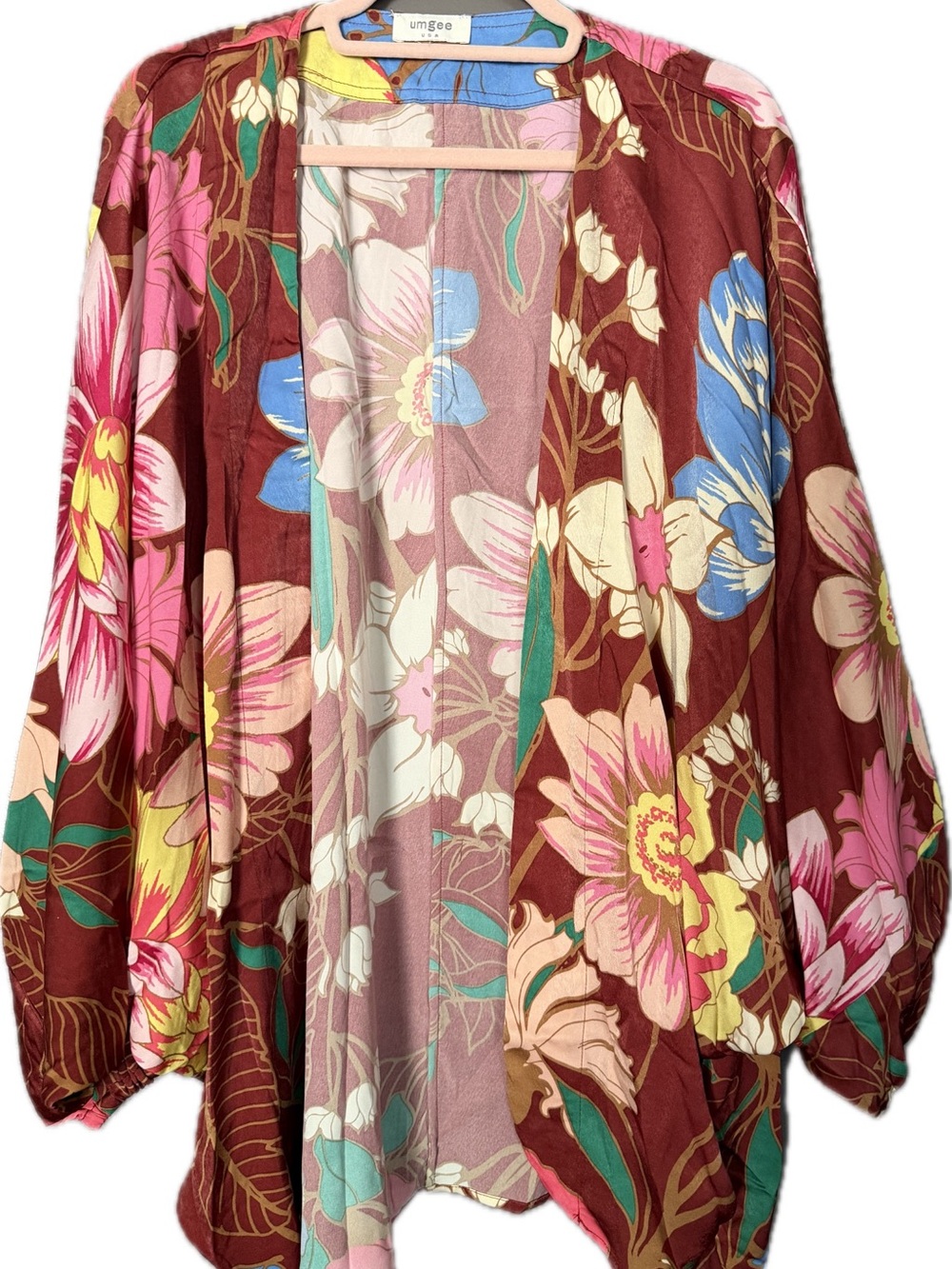 Umgee Floral Print Dolman sleeve Kimono.